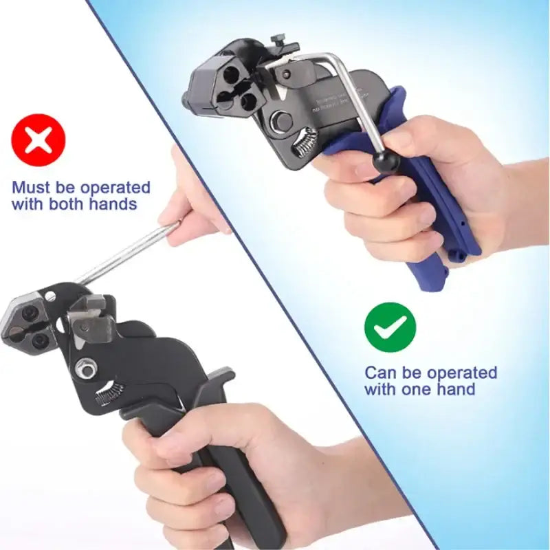 Hand-operated metal crimping tool showcasing two handle designs, China DIY supplies