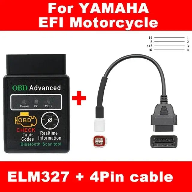 OBD Advanced diagnostic scanner with 4-pin cable adapter for Suzuki EFI motobike fault detection