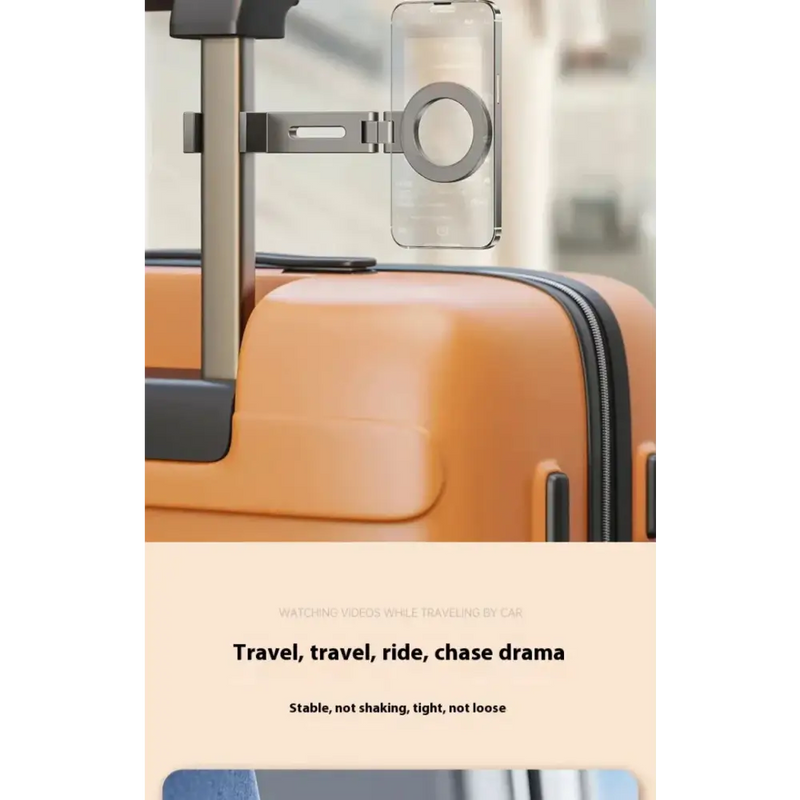 Orange hardshell suitcase with YANGGLOB Universal Magnetic Holder from Mainland China