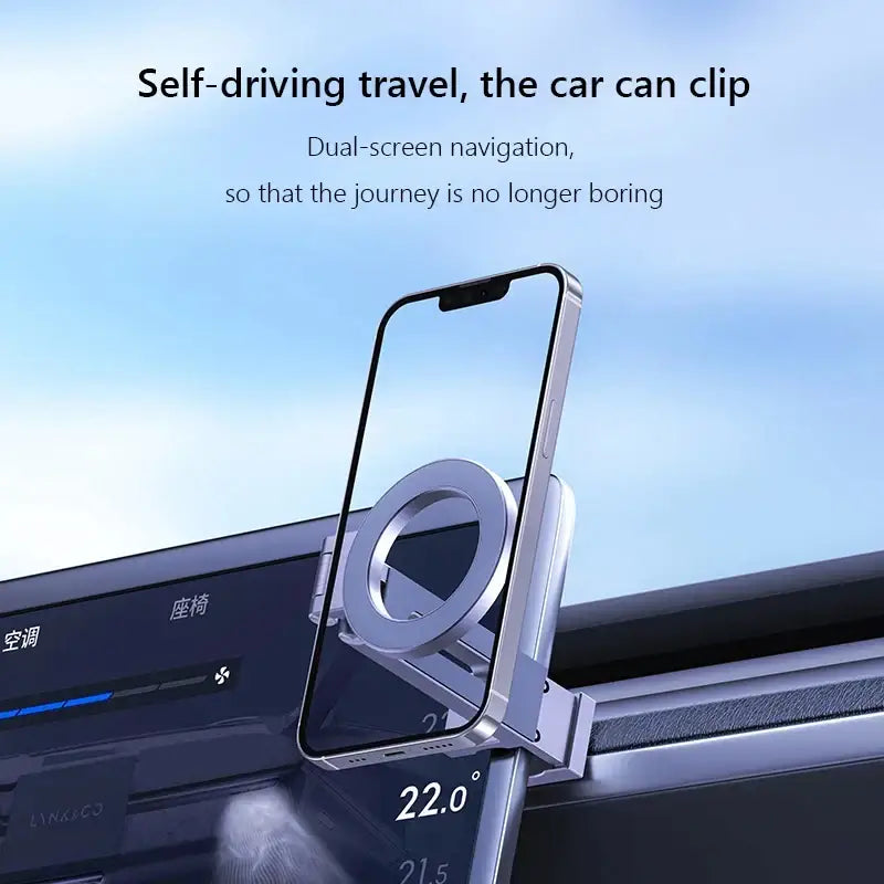 Smartphone on car dashboard with YANGGLOB Universal Magnetic Holder from Mainland China