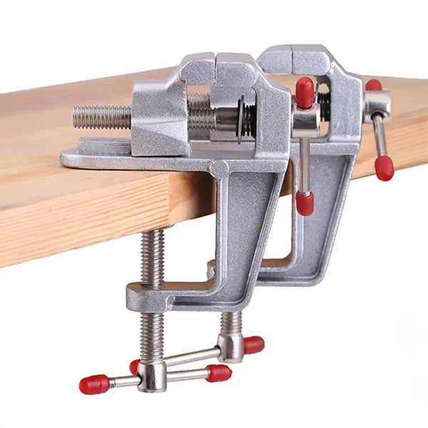 Tabletop vise clamp with red knobs, ideal for YINLONGDAO 35mm Aluminium woodworking projects