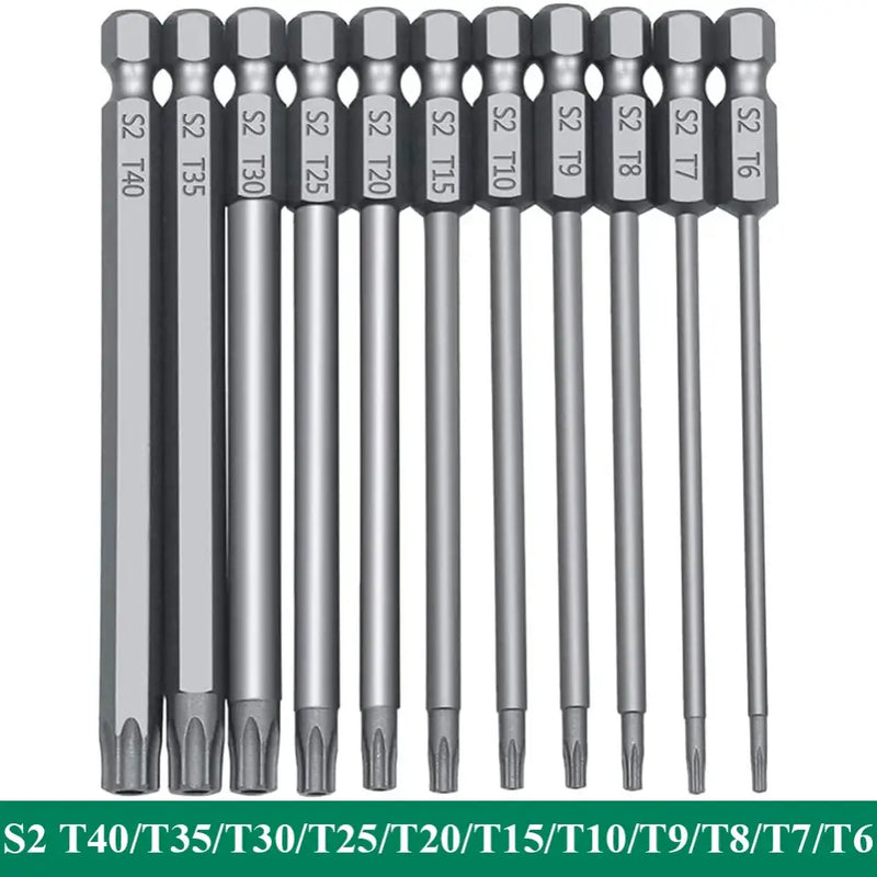 Set of silver Torx screwdriver bits in YiSu CuiGuang Multifunctional Screwdriver Set