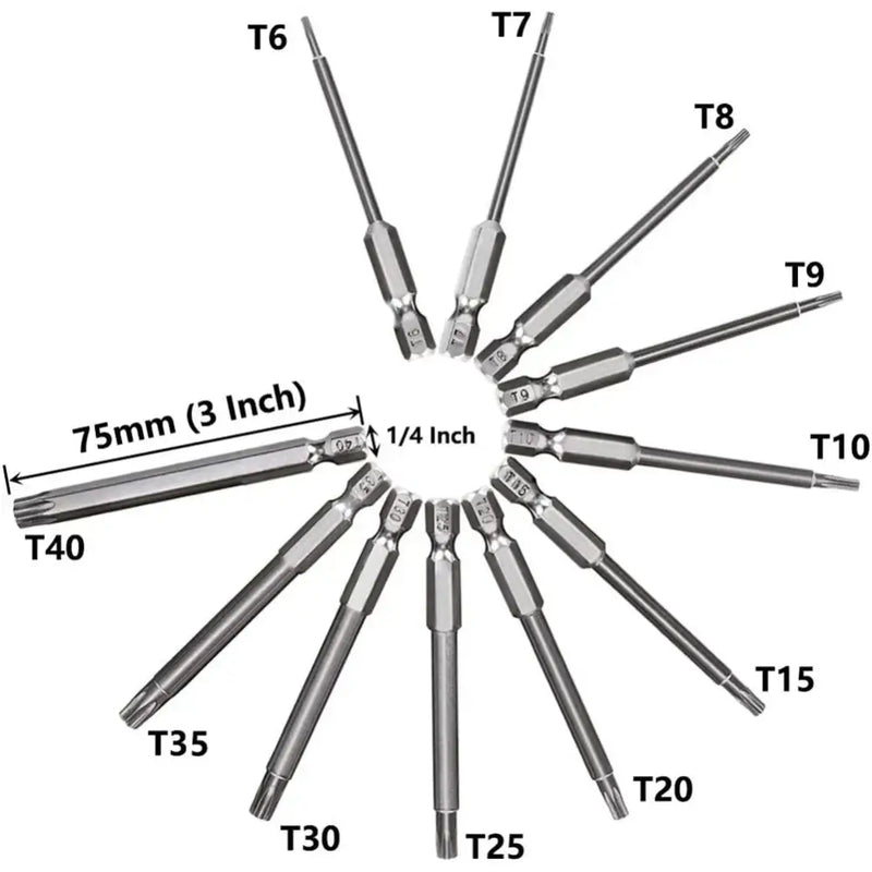 Set of Torx screwdriver bits in a circular pattern for YiSu CuiGuang Multifunctional use