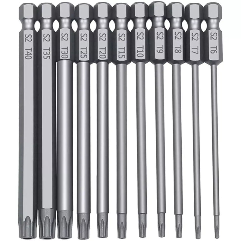 Set of long, silver-colored screwdriver bits with hexagonal tips from YiSu CuiGuang Multifunctional