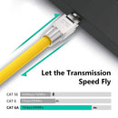 Ethernet cable connector in device with ZoeRax Max Cat6A transmission speed chart