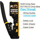Multifunctional cable crimper tool with labeled features in ZoeRax WXQ-RJ-C6-YE Package