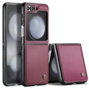 Burgundy Zou Yuan Yuan smartphone case with circular window and card slot for Samsung