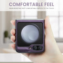Purple folding smartphone with circular display in Zou Yuan Yuan Half-Wrapped Case