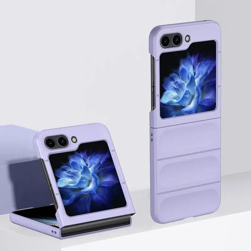 Foldable smartphone with vibrant blue floral display in Zou Yuan Yuan Half-Wrapped Case