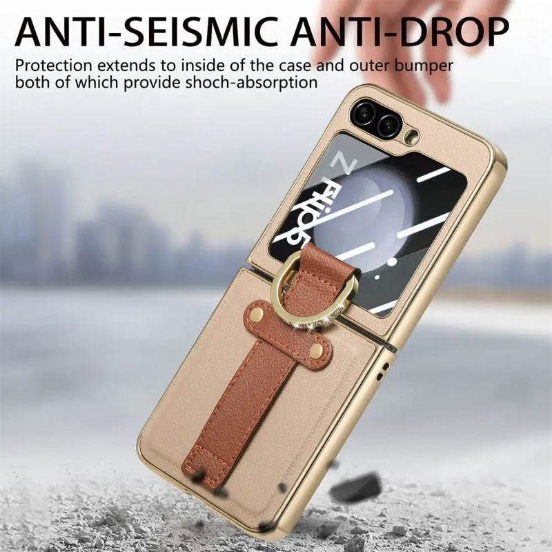 Zou Yuan Yuan Half-Wrapped Case for Samsung with leather strap and anti-seismic features