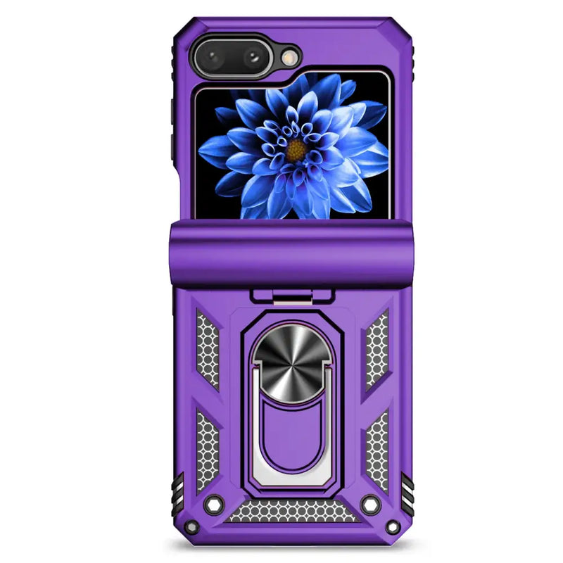 Purple Zou Yuan Yuan Anti-Fingerprint Case for Samsung displaying a blue flower screen