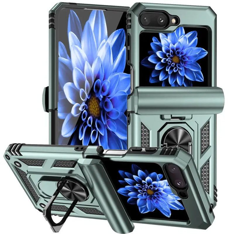 Rugged Zou Yuan Yuan case for folding smartphones with blue flower design