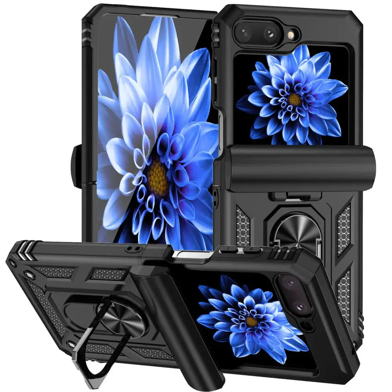 Rugged Zou Yuan Yuan Anti-Fingerprint Case for foldable Samsung with blue flower design