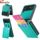 Teal Zou Yuan Yuan Plain Wallet Case for Samsung with card holder and ring stand