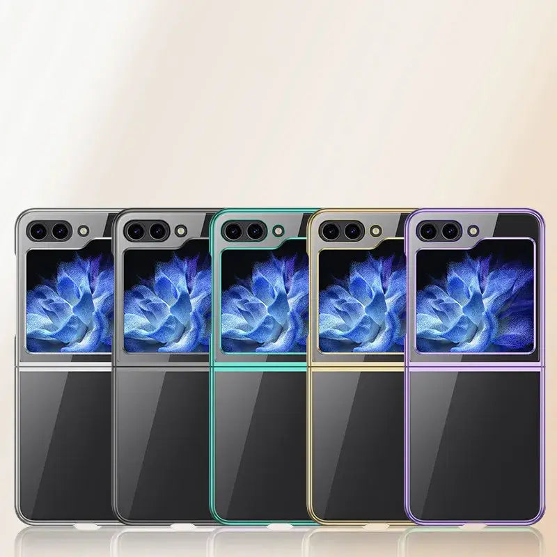 Zou Yuan Yuan Transparent Half-Wrapped Case with blue floral design and varied borders