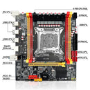 Computer motherboard with labeled components and colorful RAM slots for ZSUS X79 VG2
